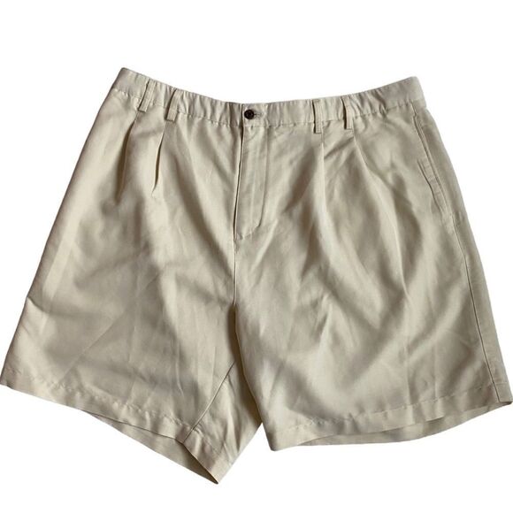 Caribbean Joe Cream Dressy Shorts Pleated Front - Picture 1 of 12